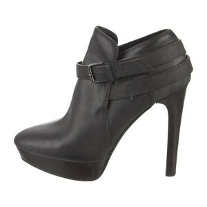 Burberry Black Classic Check Leather Platform Ankle Boots